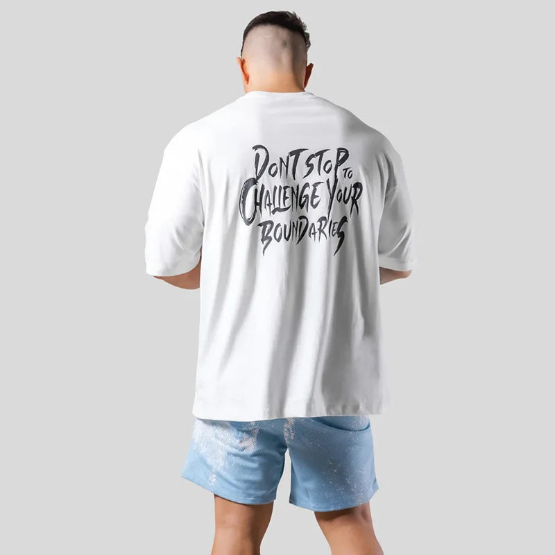 Camiseta masculina de algodão de manga curta, camisa esportiva de ginástica, camiseta solta para musculação masculina, roupas de treino, verão