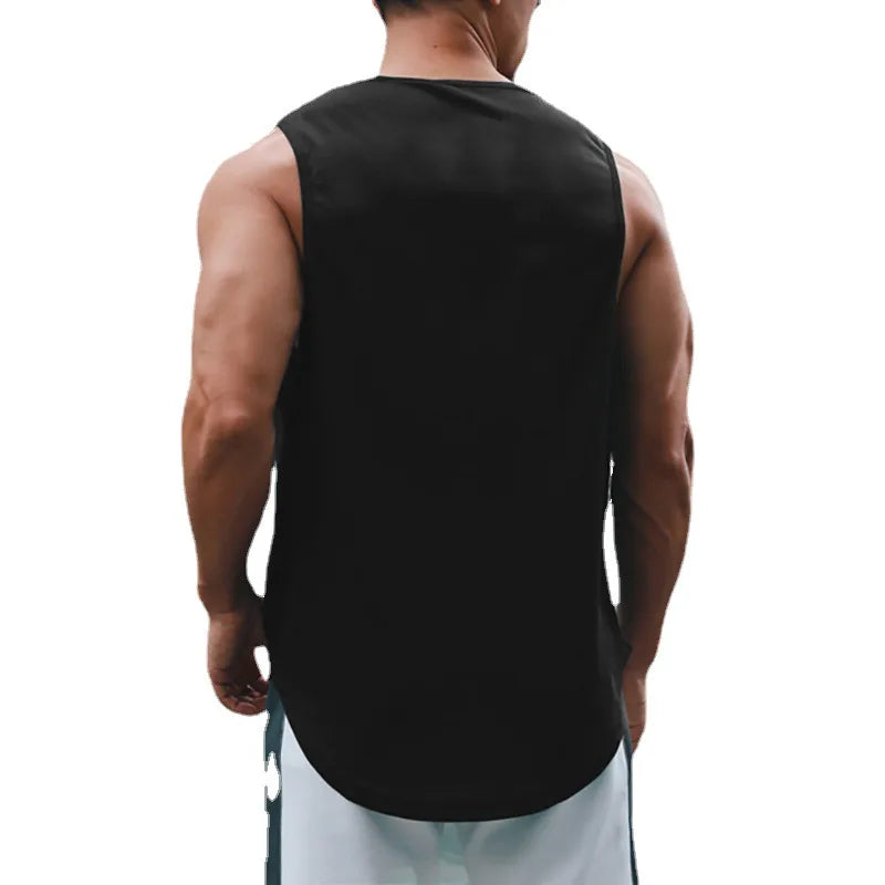 Verão masculino ginásio tanque superior roupas de treinamento de fitness de secagem rápida solto musculação sem mangas camisa masculina moda colete de basquete