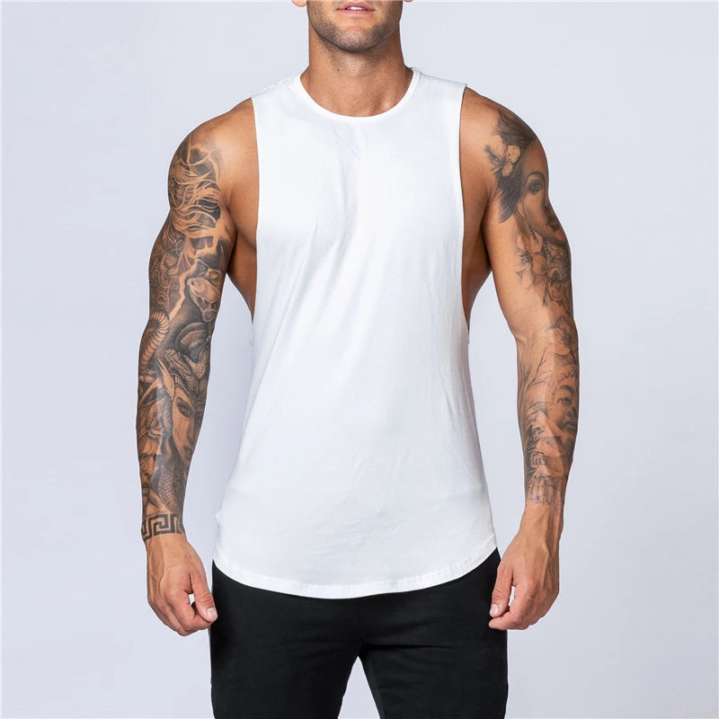 Roupas de ginástica masculinas verão fitness algodão regata masculina jogging musculação sem mangas camisa respirável o-pescoço casual colete muscular