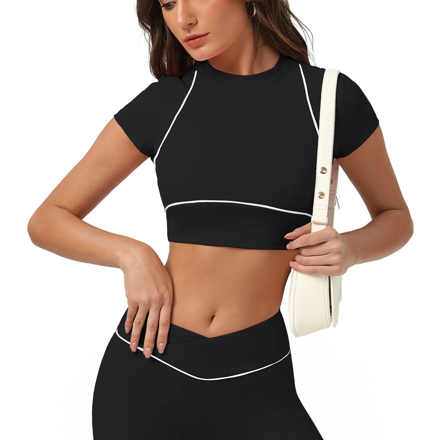 Yoga topo esporte t camisas mulheres roupas de fitness treino de manga curta colheita superior ginásio correndo ativo wear push up esporte topo