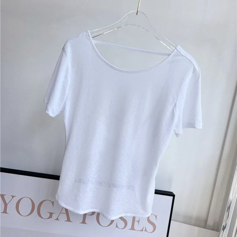 Regata feminina treino topos esportes wear para mulheres ginásio camiseta aberta volta yoga topo blusas esportivas mulher camisa de fitness camisa feminina