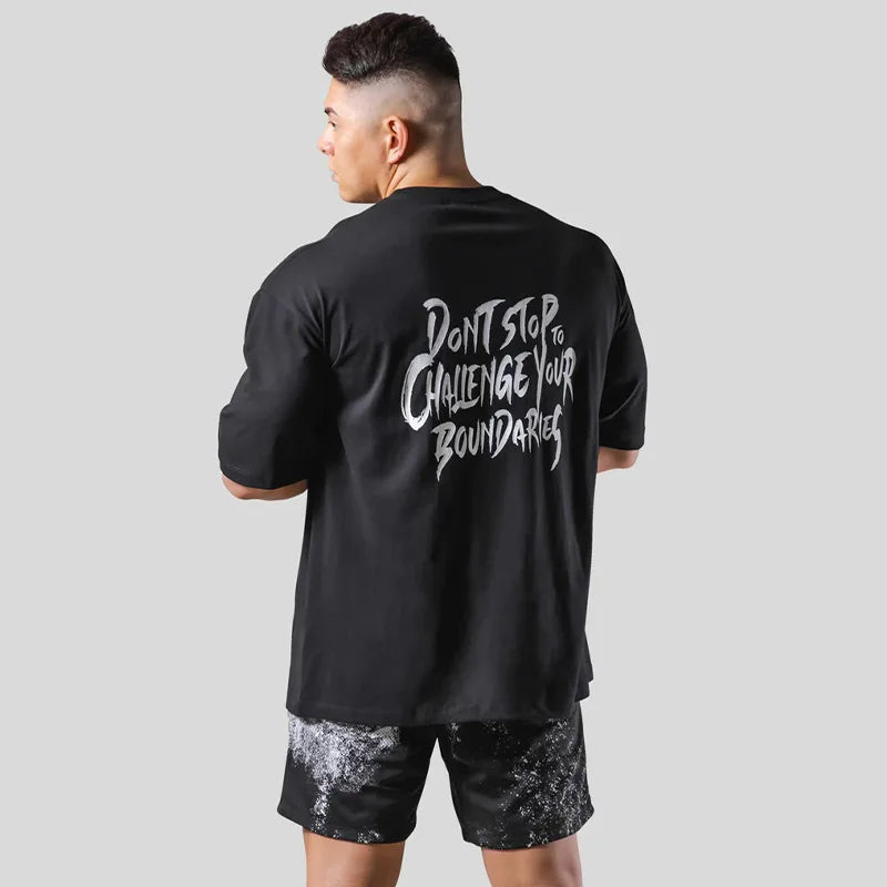 Camiseta masculina de algodão de manga curta, camisa esportiva de ginástica, camiseta solta para musculação masculina, roupas de treino, verão
