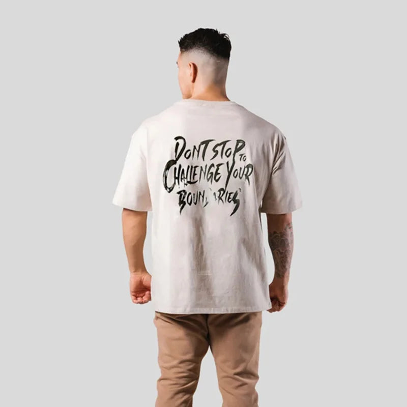 Camiseta masculina de algodão de manga curta, camisa esportiva de ginástica, camiseta solta para musculação masculina, roupas de treino, verão