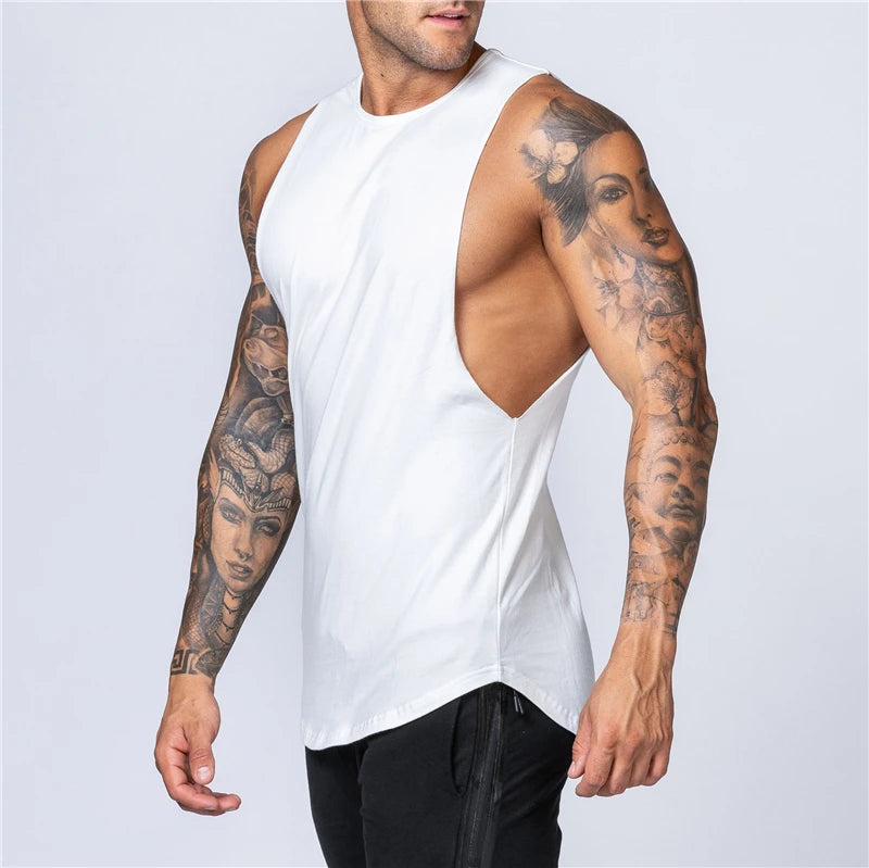 Roupas de ginástica masculinas verão fitness algodão regata masculina jogging musculação sem mangas camisa respirável o-pescoço casual colete muscular