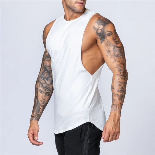 Roupas de ginástica masculinas verão fitness algodão regata masculina jogging musculação sem mangas camisa respirável o-pescoço casual colete muscular
