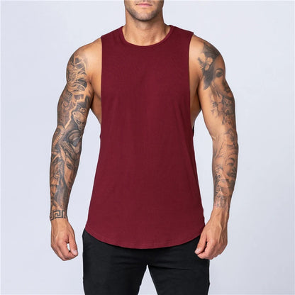 Roupas de ginástica masculinas verão fitness algodão regata masculina jogging musculação sem mangas camisa respirável o-pescoço casual colete muscular