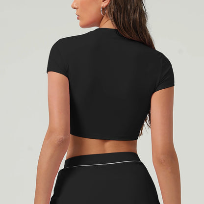 Yoga topo esporte t camisas mulheres roupas de fitness treino de manga curta colheita superior ginásio correndo ativo wear push up esporte topo