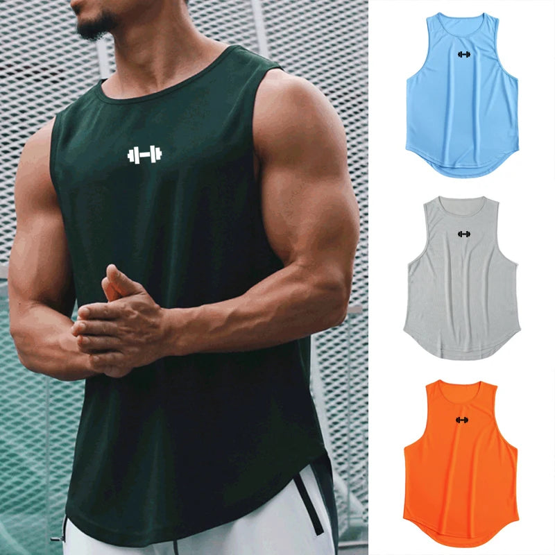Verão masculino ginásio tanque superior roupas de treinamento de fitness de secagem rápida solto musculação sem mangas camisa masculina moda colete de basquete