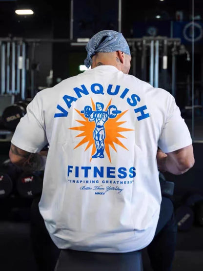 Ginásio esportes camiseta masculina tendência de verão moda treinamento fitness mangas curtas soltas e confortáveis roupas masculinas de algodão puro